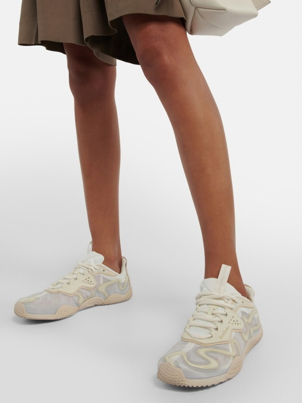 Acne Studios Barai Mesh Suede Sneakers in white